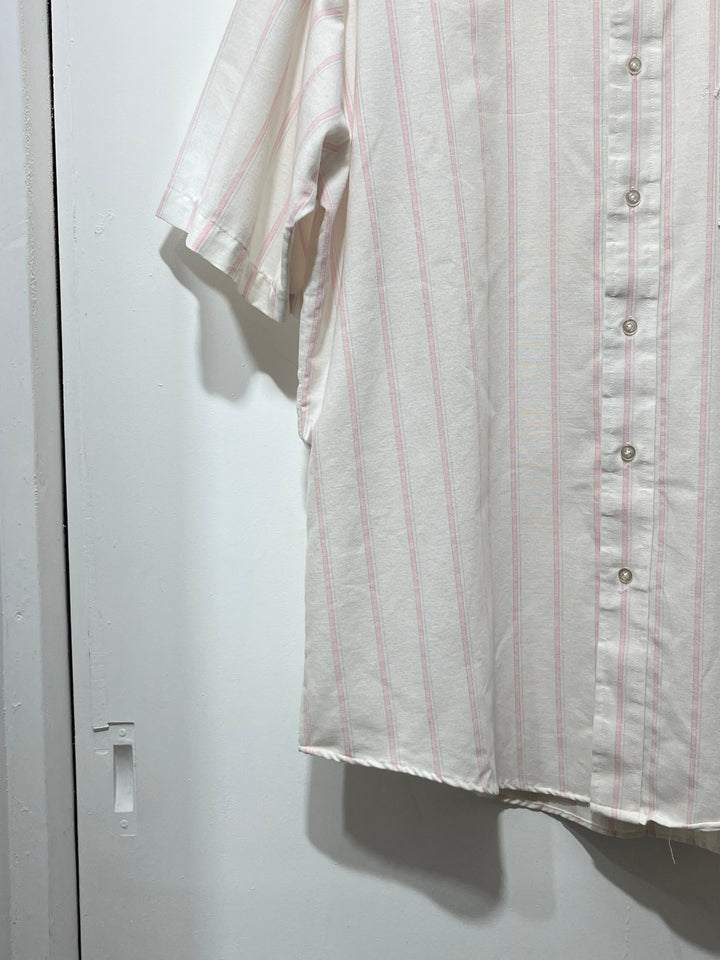 1980-90s USA made pale pink stripes s/s shirt