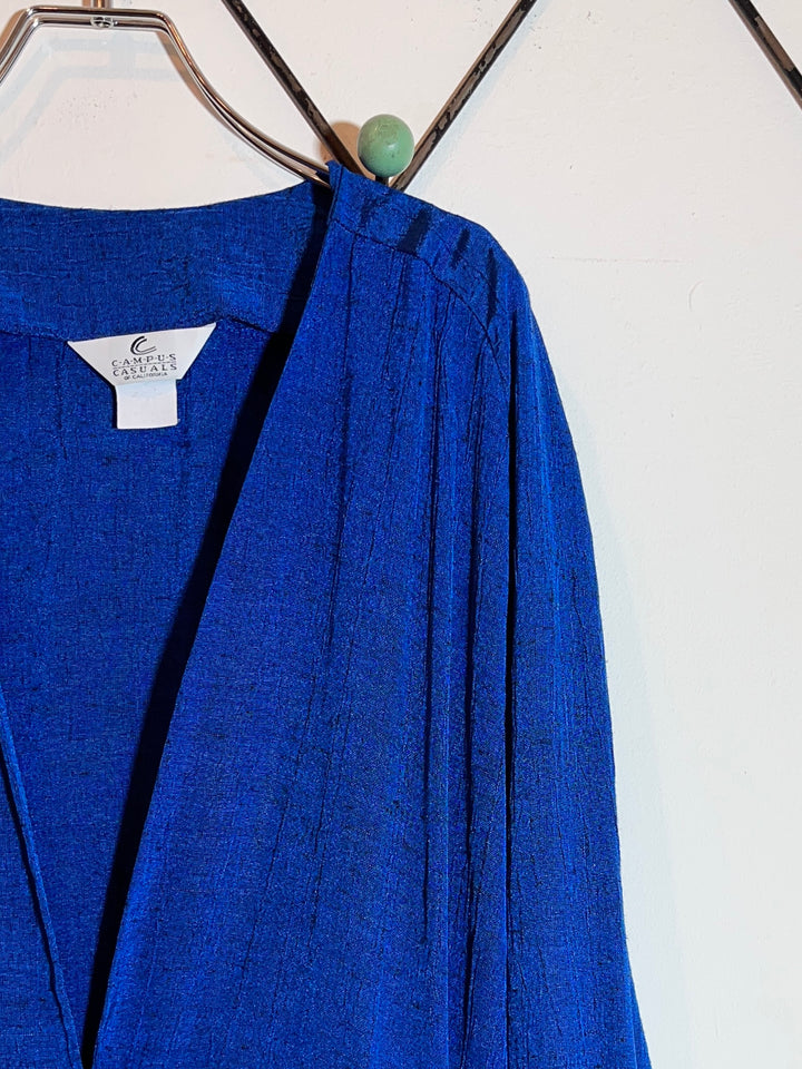 1980s deep blue wrinkled design light jacket