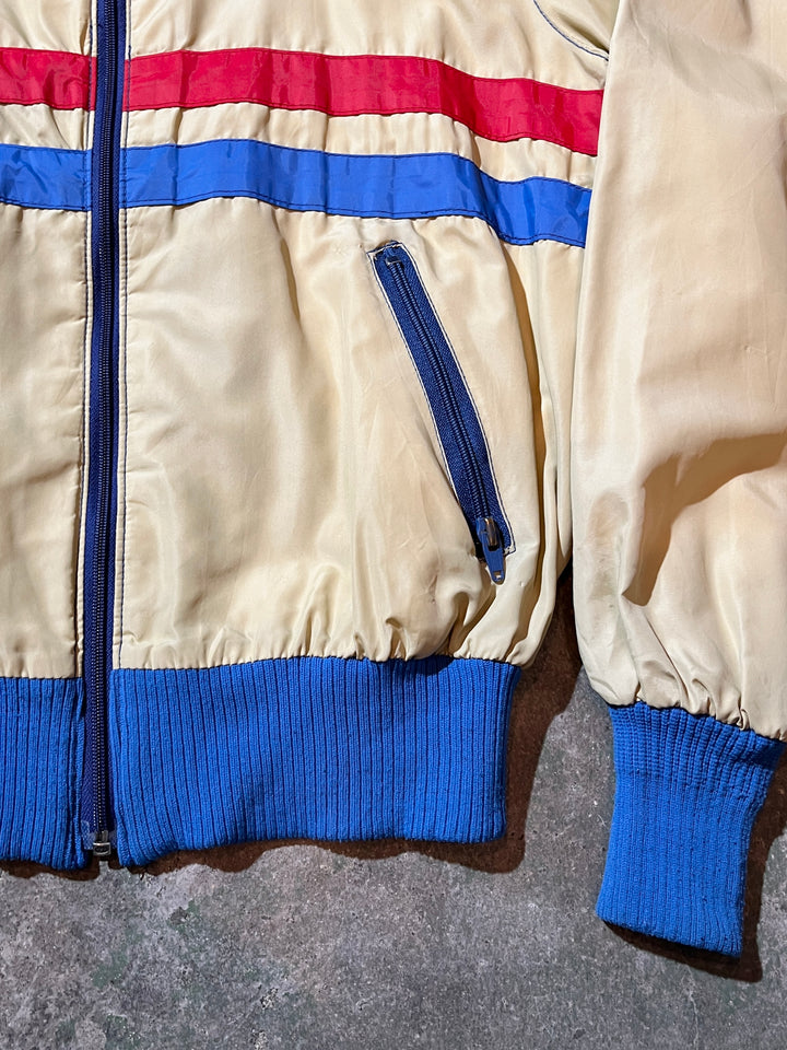 1970s red × blue line high neck blouson