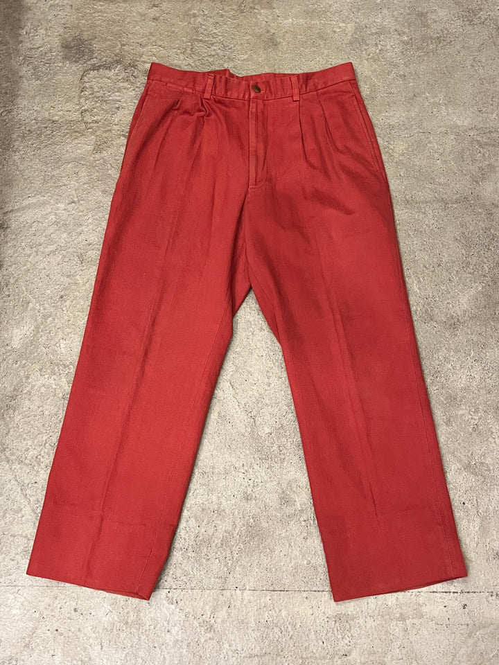 1980-90s vermilion color herringbone pants