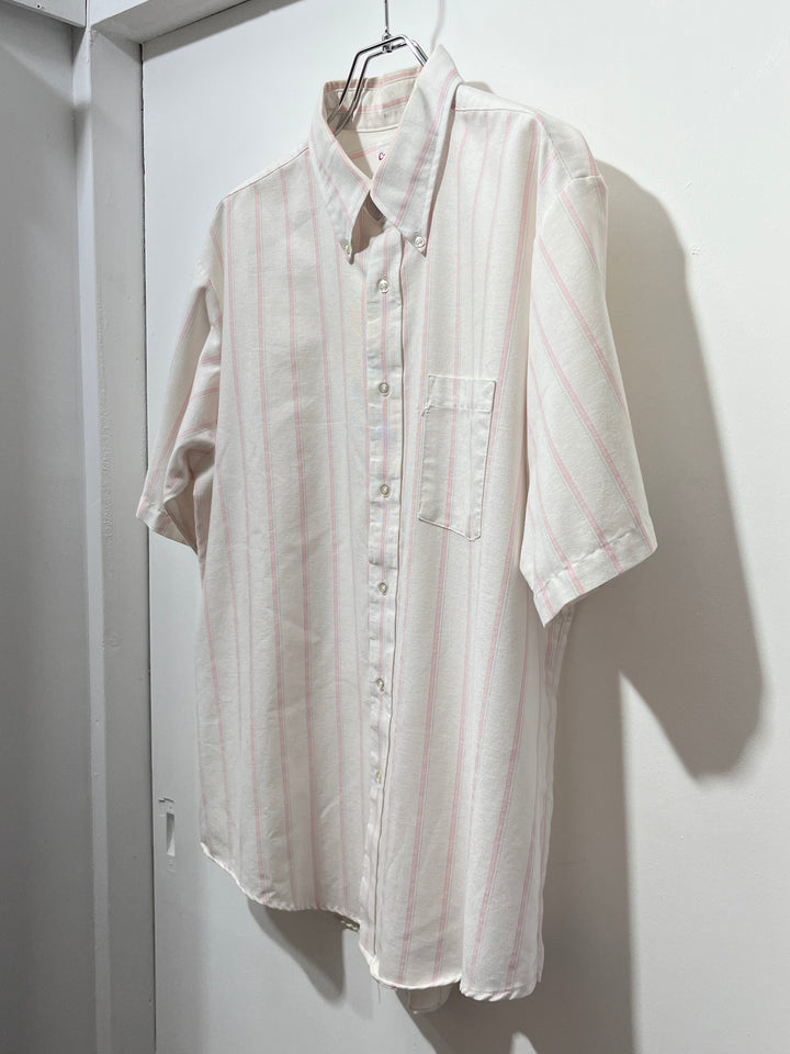 1980-90s USA made pale pink stripes s/s shirt
