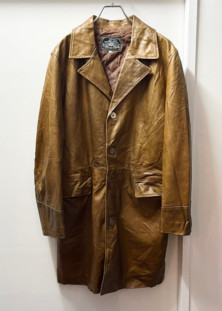 1980s ITALY made  caramel brown leather coat