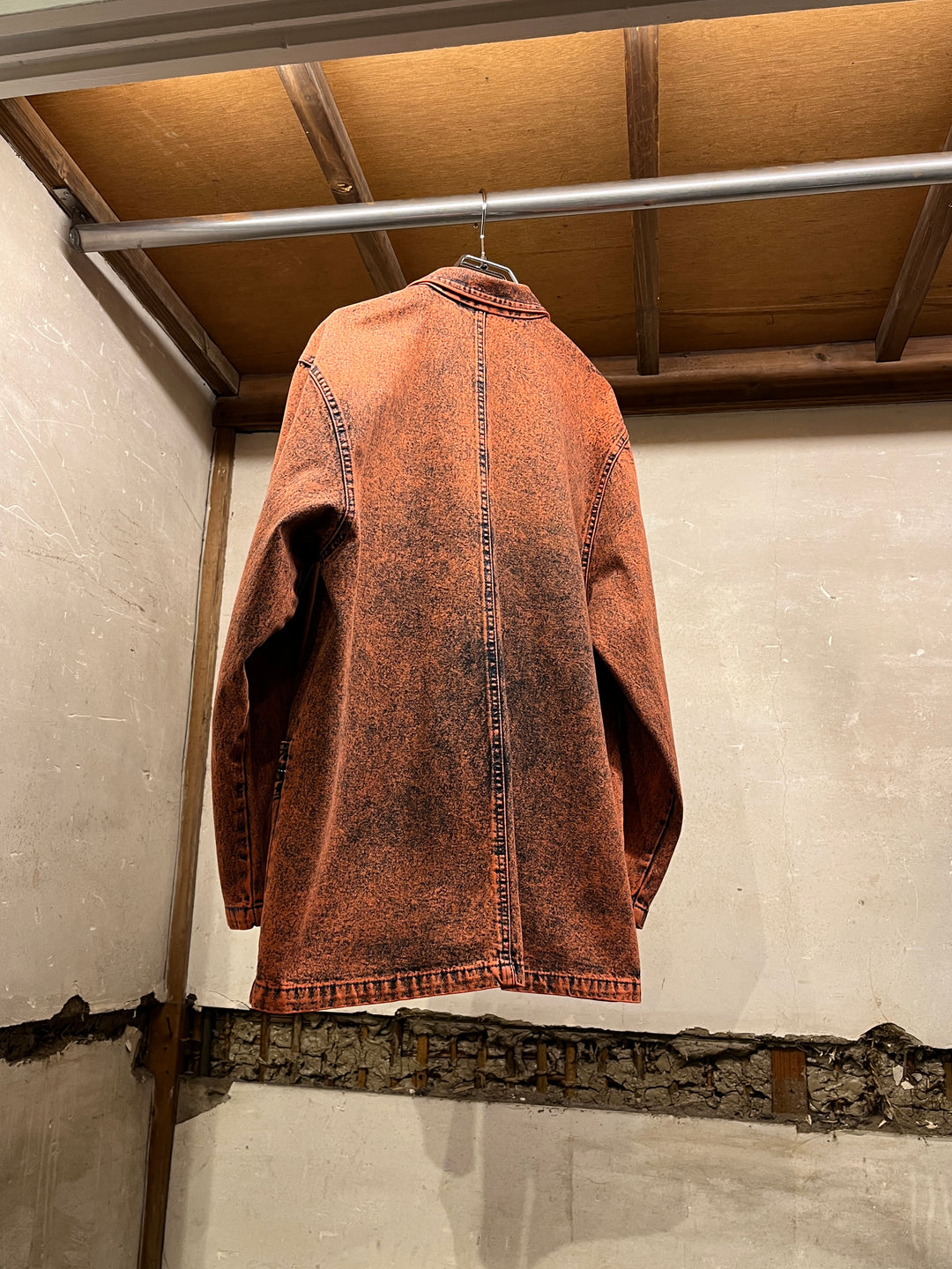 1980-90s red orange garment dye denim jacket