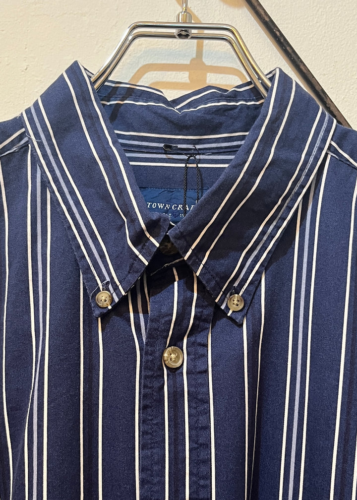 1990s "TOWN CRAFT" navy stripe B.D shirt