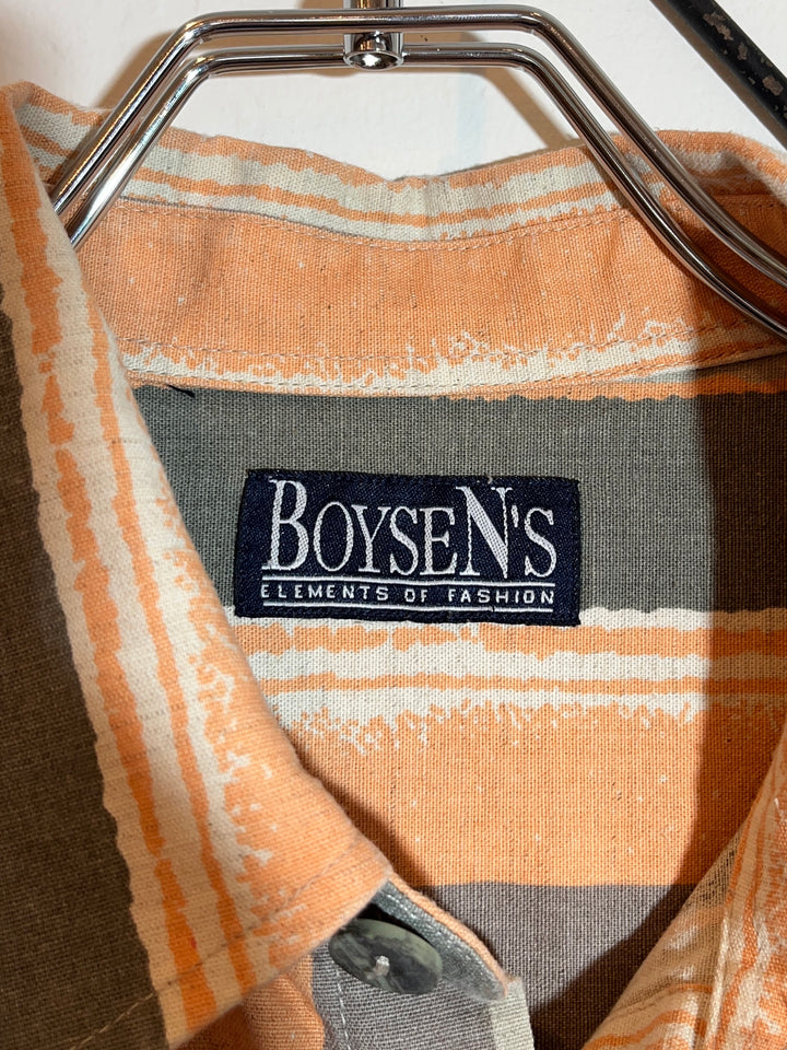 1990s gray × pale orange stripe shirt