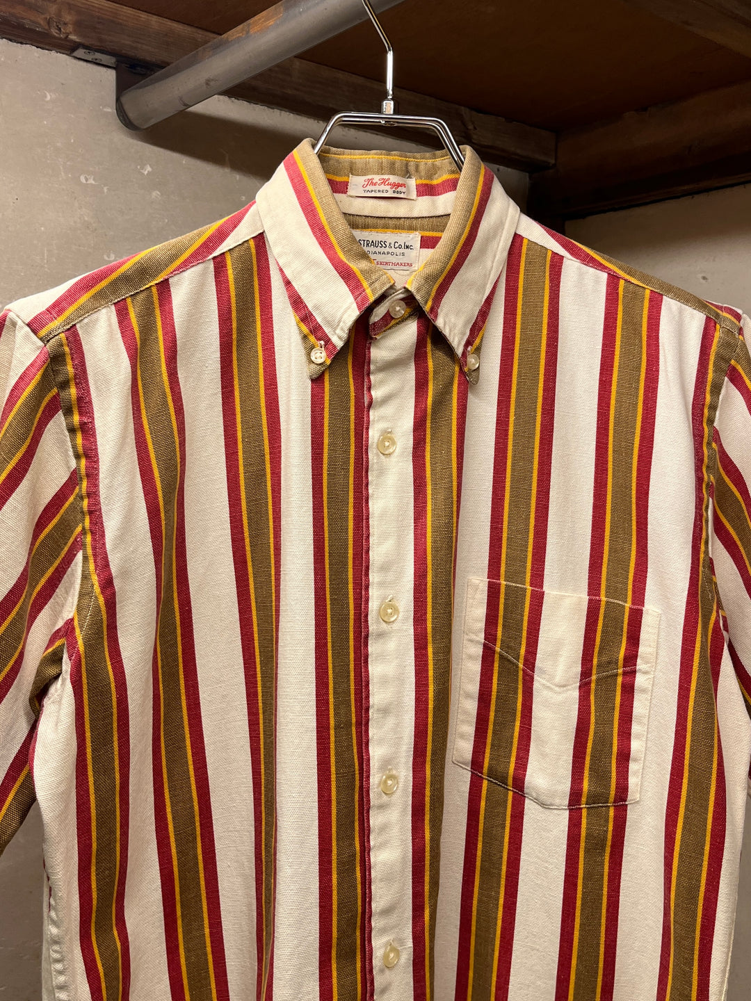 1960s "GANT" vertical stripe B.D shirt