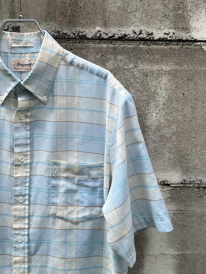 1980-90s pale blue × white checkered s/s B.D shirt