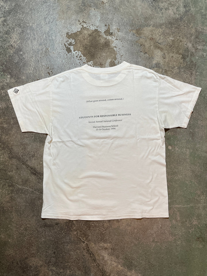 1990s USA made ethical business graphic T-shirt