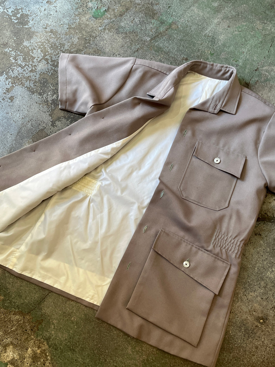 1970s taupe 4-pocket custam s/s bush jacket