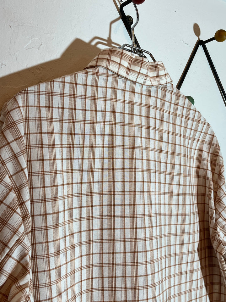 1960s orange brown checkered shirt
