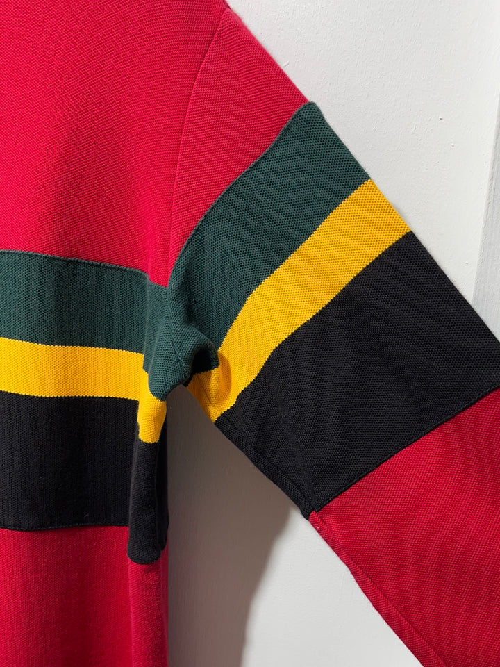 1990s "Polo by Ralph Lauren" rasta stripe rugby shirt