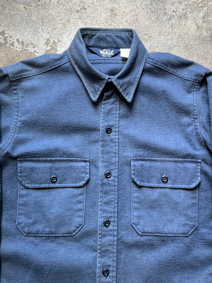1980s USA made "Wool rich" fade blue chamois cloth shirt