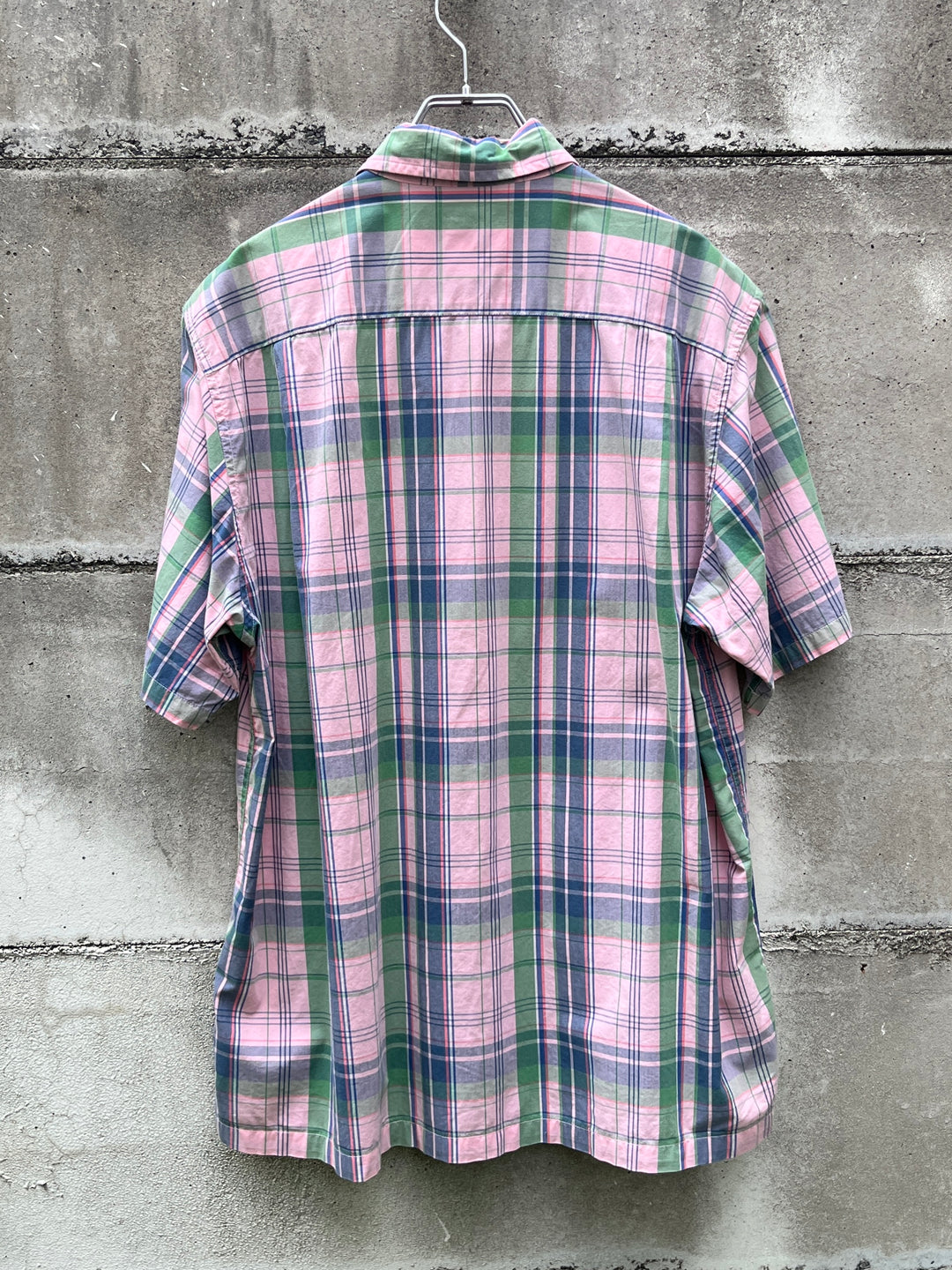 1990-00s "GAP" pink × green madras checkered s/s shirt