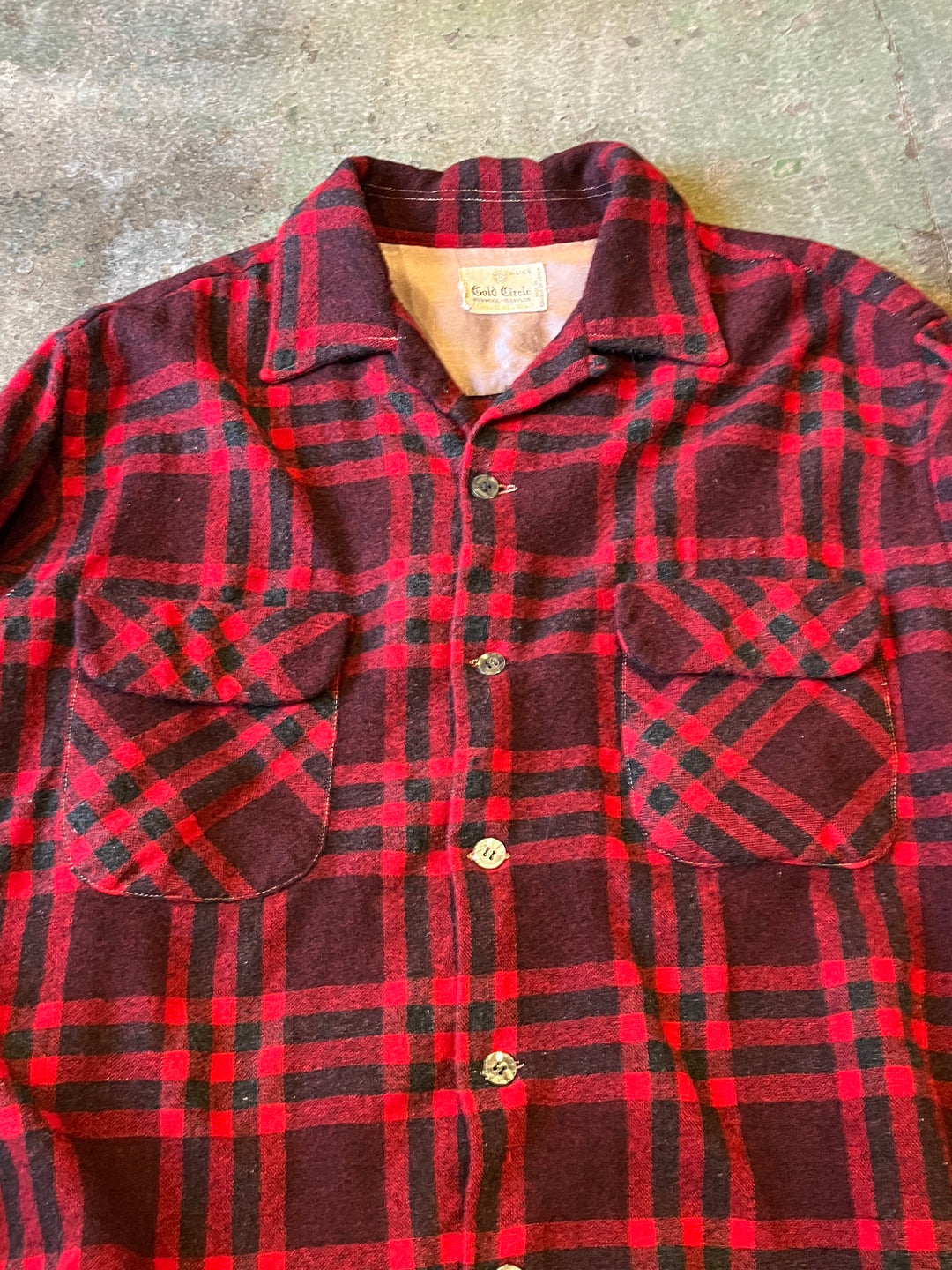 1960s red plaid board shirt