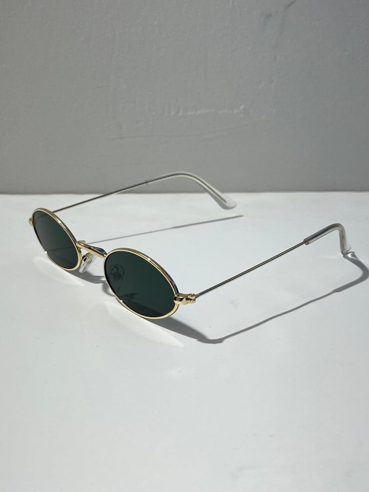 1990s dead stock oval sunglasses gold × black