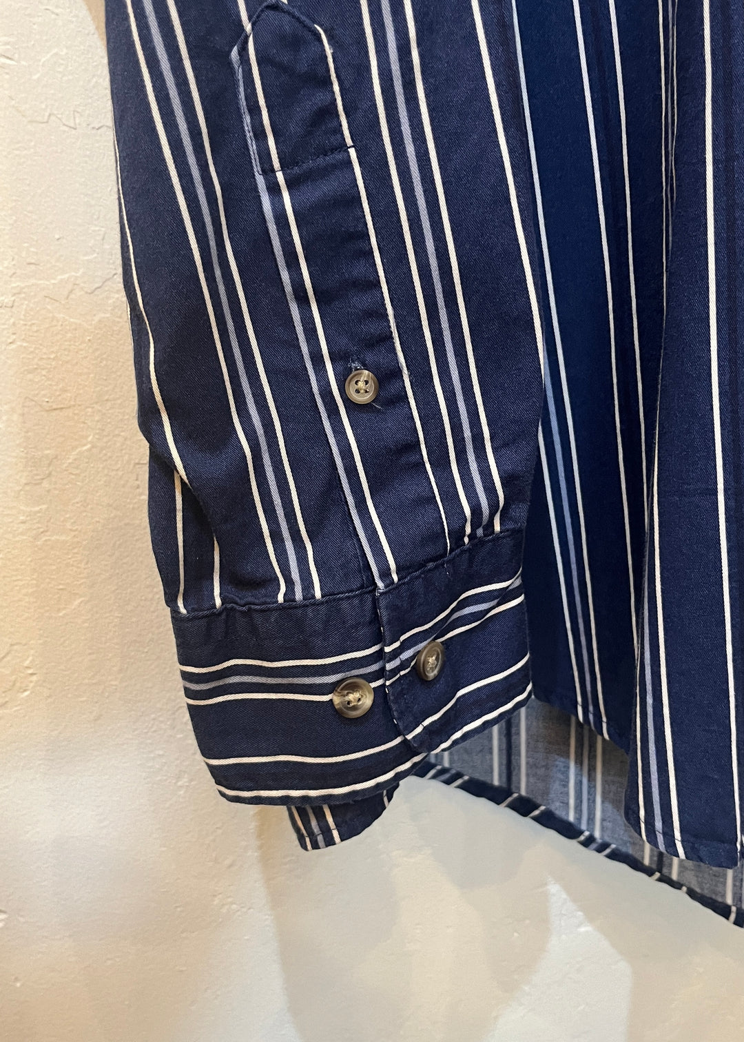 1990s "TOWN CRAFT" navy stripe B.D shirt