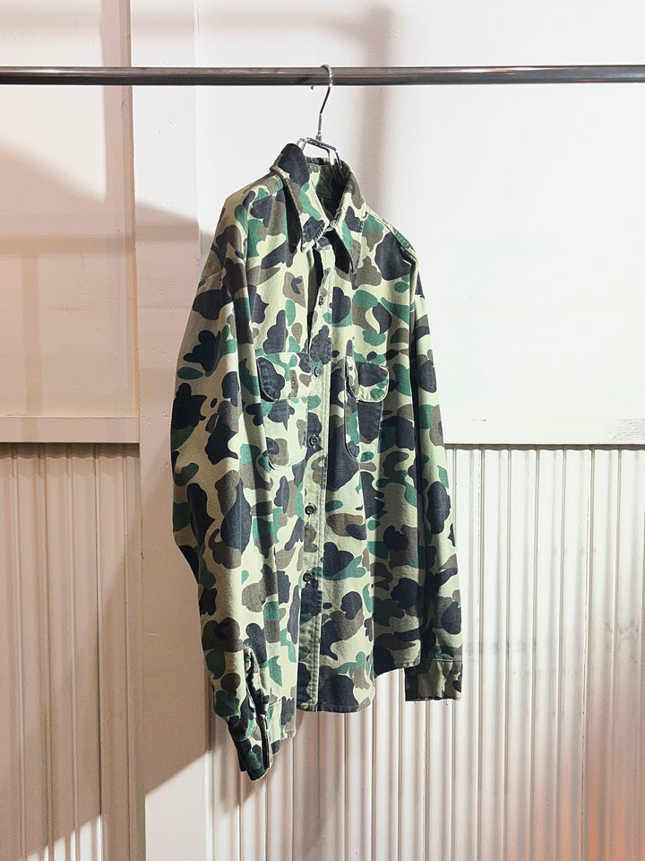 1970-80s USA made "FIVE BROTHER" duck hunter camouflage pattern shirt