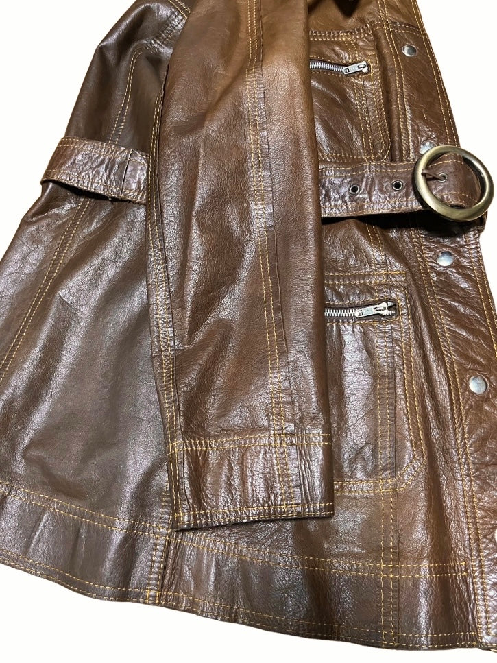 middle length reversible leather jacket