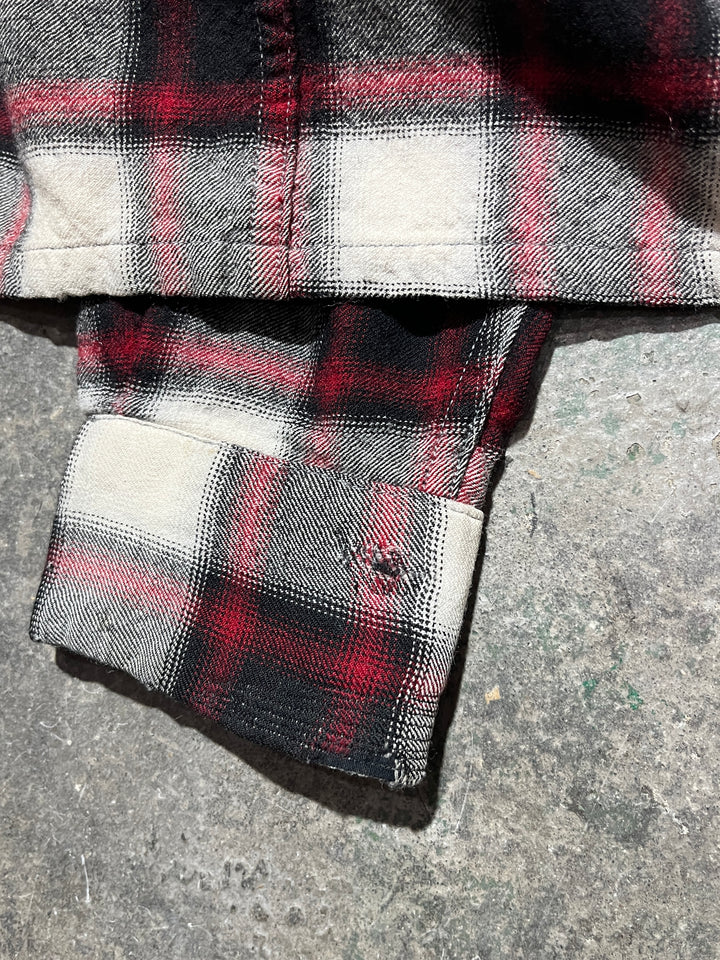 1950-60s vintage black × red ombré checkered shirt