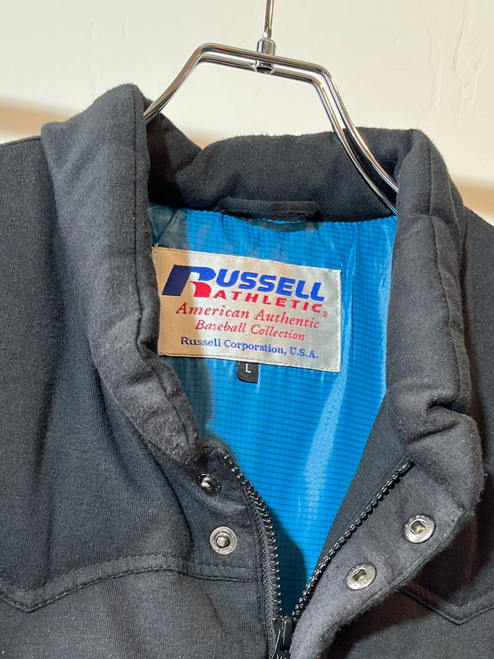 1990-00s "Russell Athletic" electric blue lining insulated vest