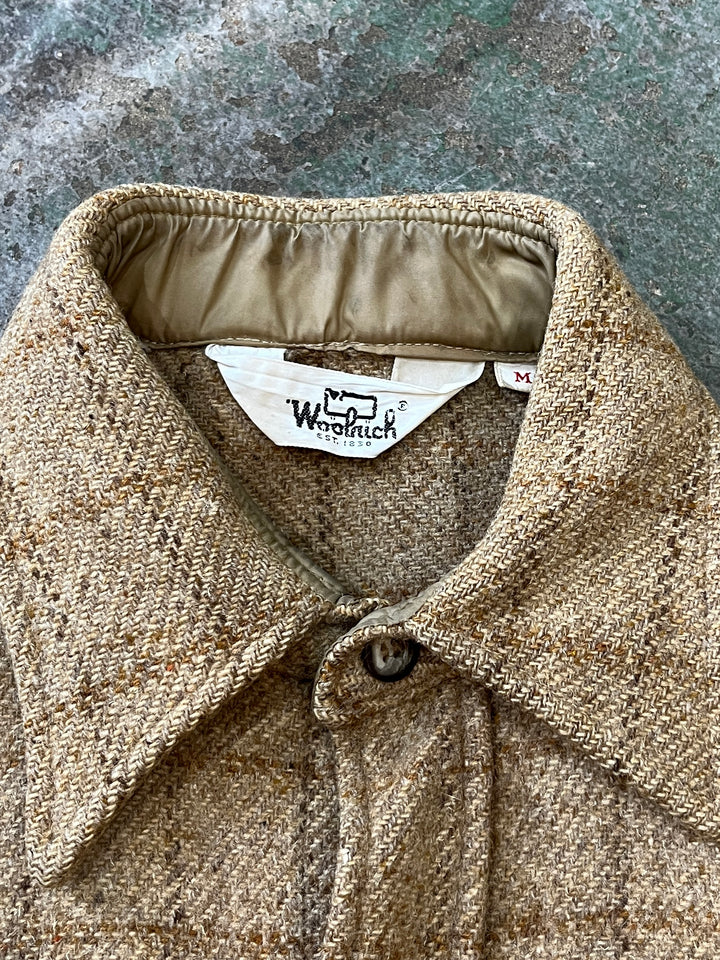 1970s "Woolrich" brown beige check wool shirt