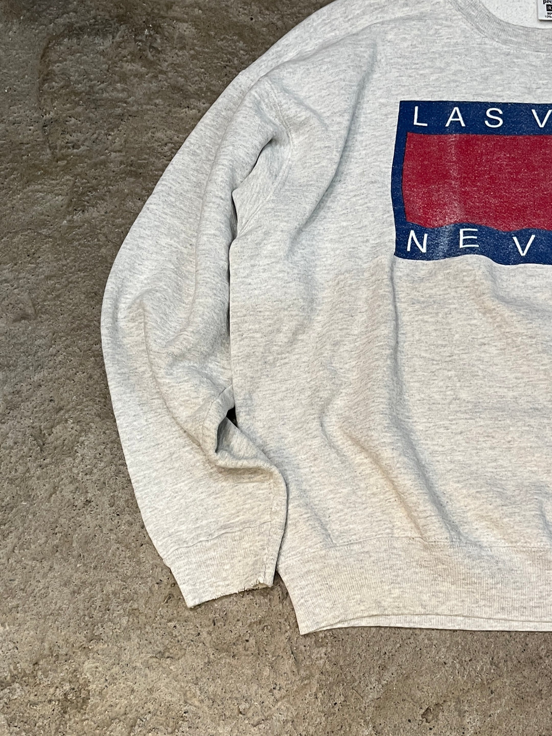 1990s USA made flag logo palody print sweatshirt