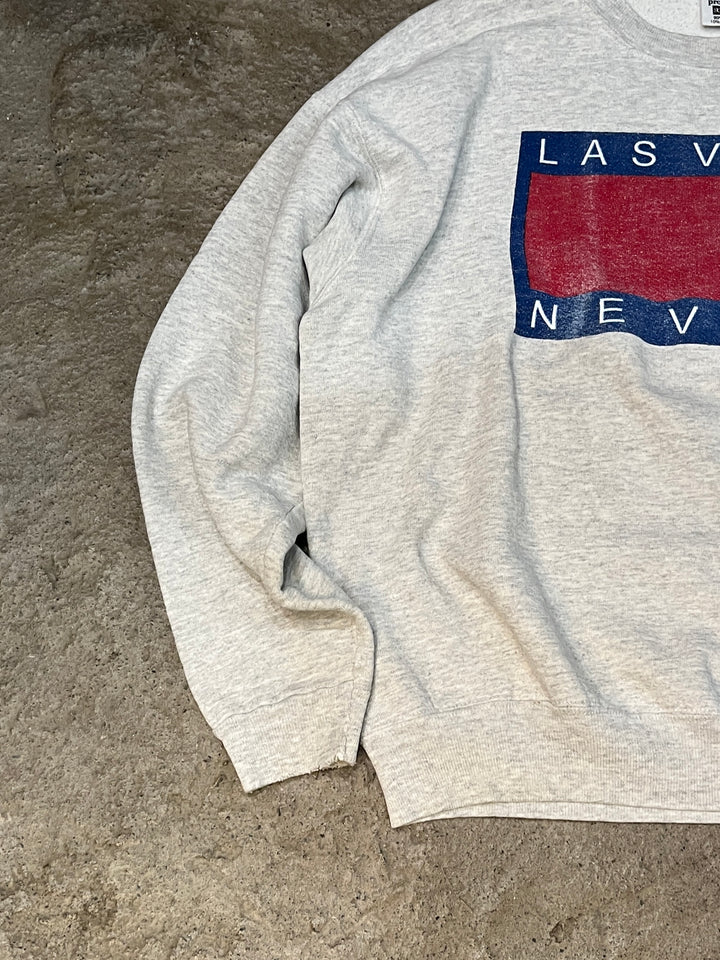 1990s USA made flag logo palody print sweatshirt