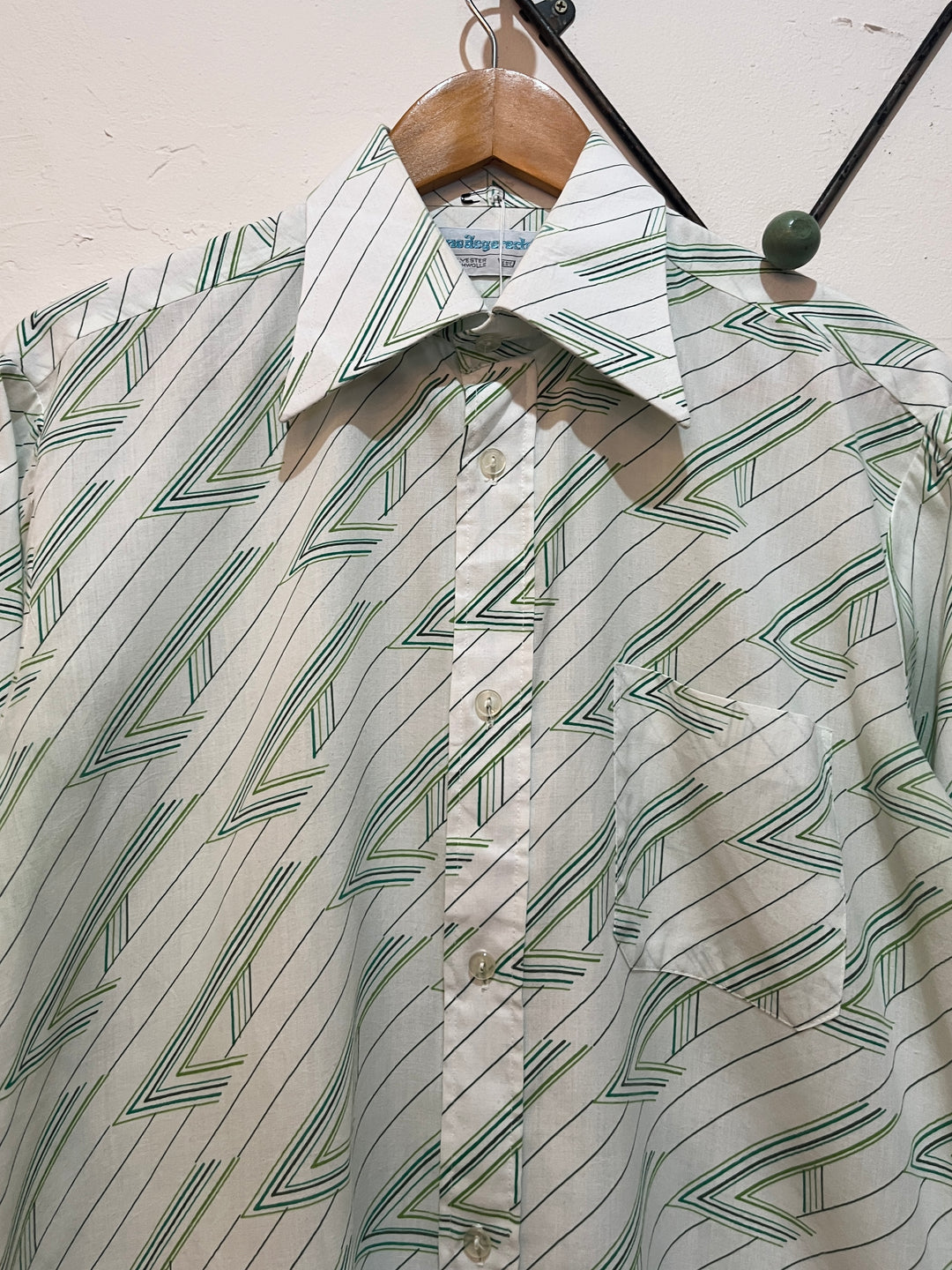 1970s light green total pattern shirt