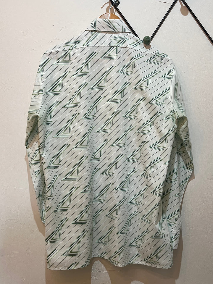 1970s light green total pattern shirt