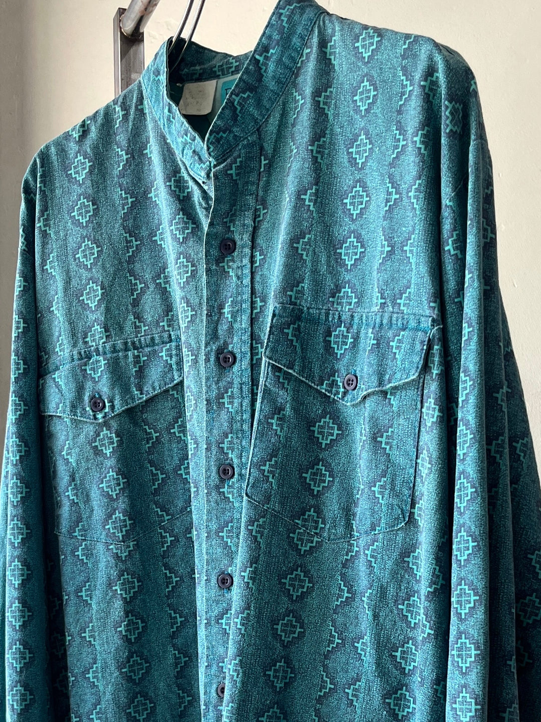 1980-90s all-over native pattern stand collar shirt