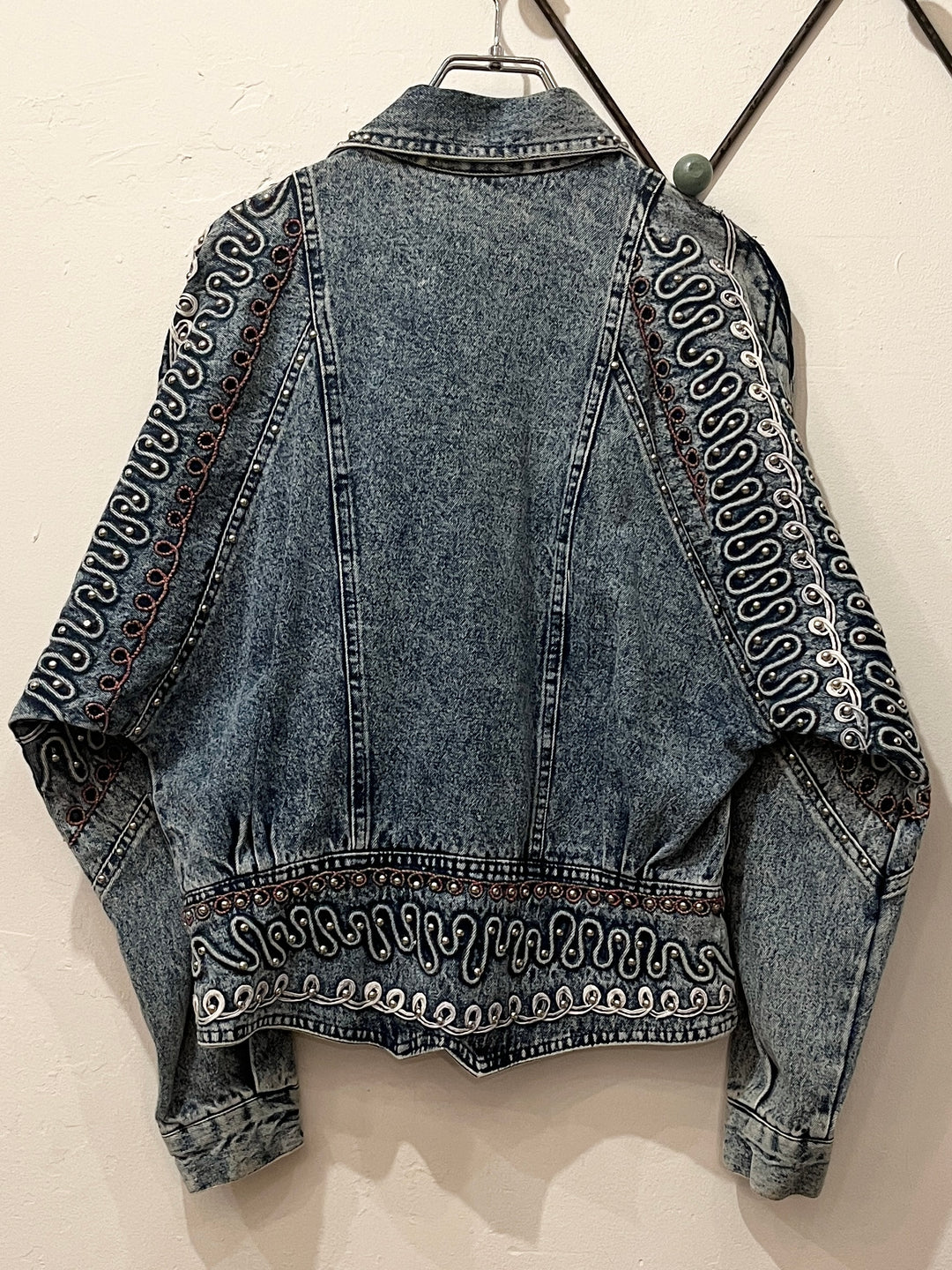 1980s decoration design chemical wash denim jacket