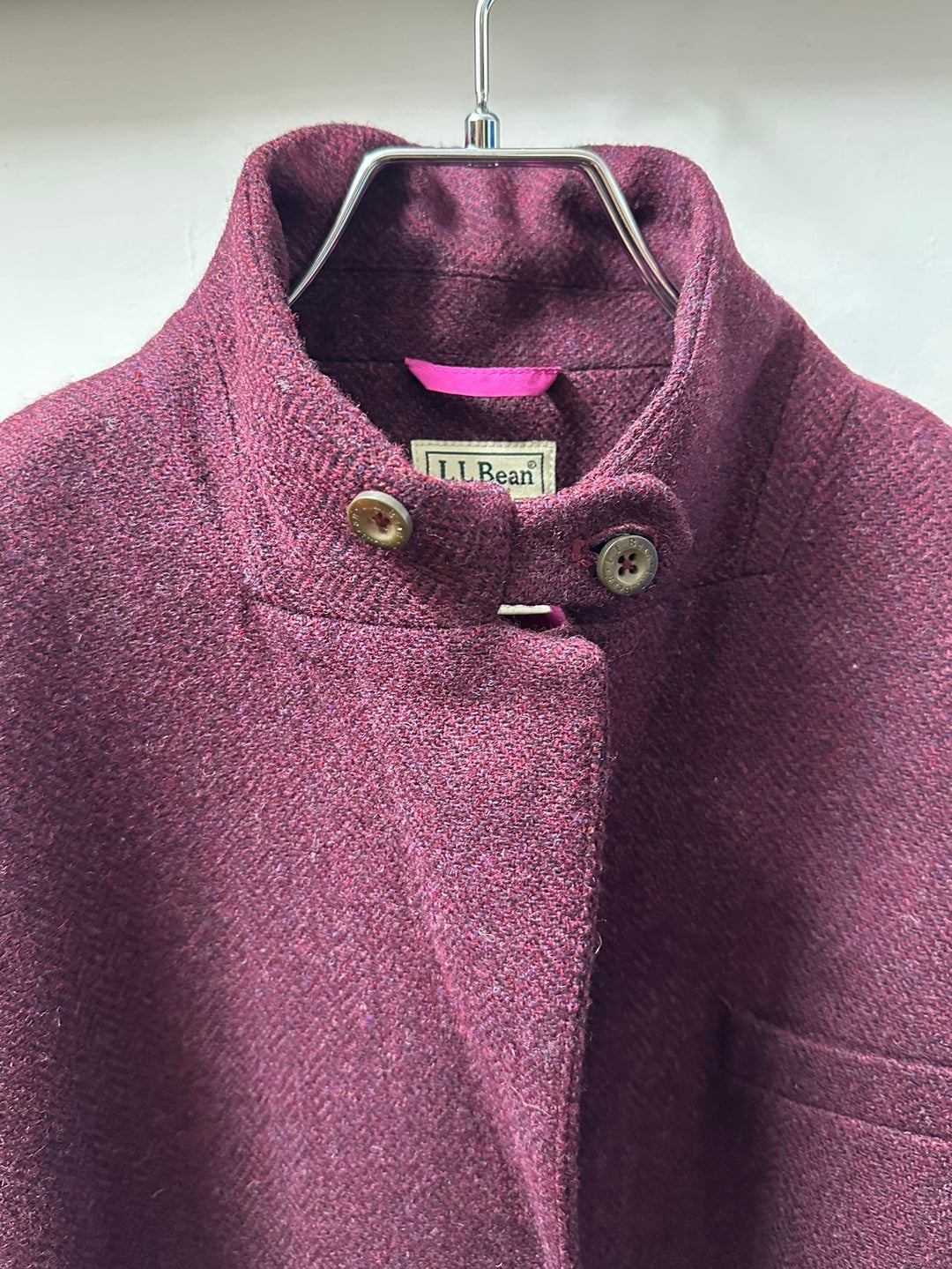 "L.L Bean" wine red color chin strap tweed jacket