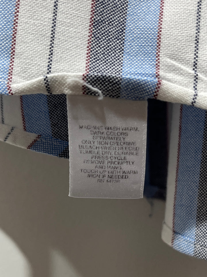 1990-00s pale blue × gray stripes s/s shirt