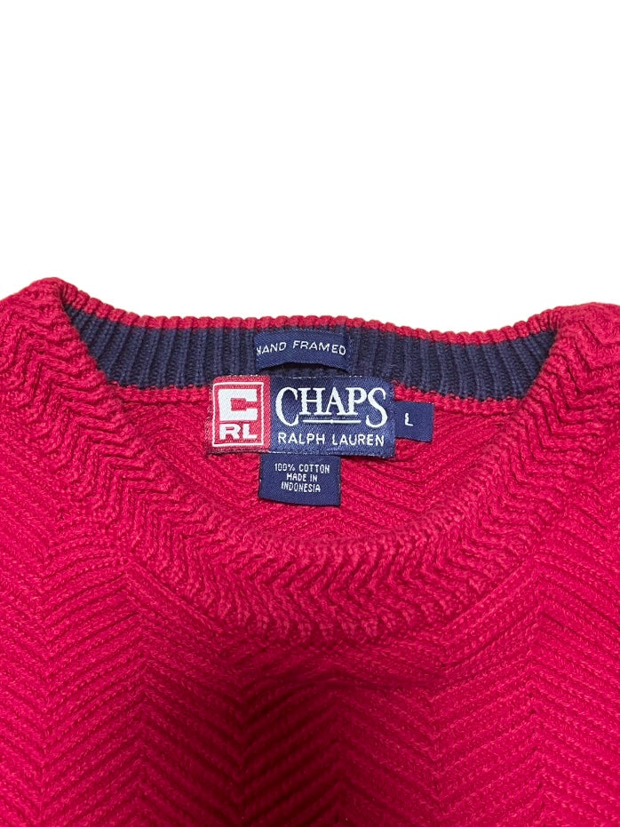 "CHAPS RALPH LAUREN" herringbone design knit