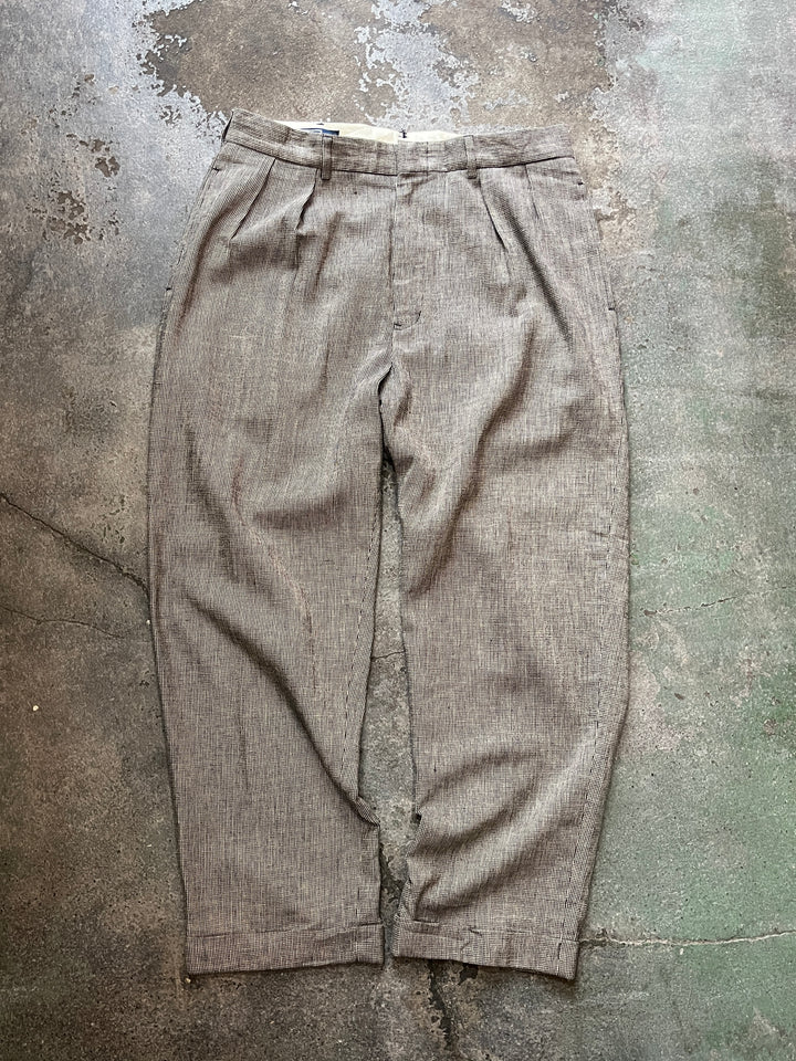 1990-00s "Polo by Ralph Lauren" houndstooth linen brend slacks 36×30