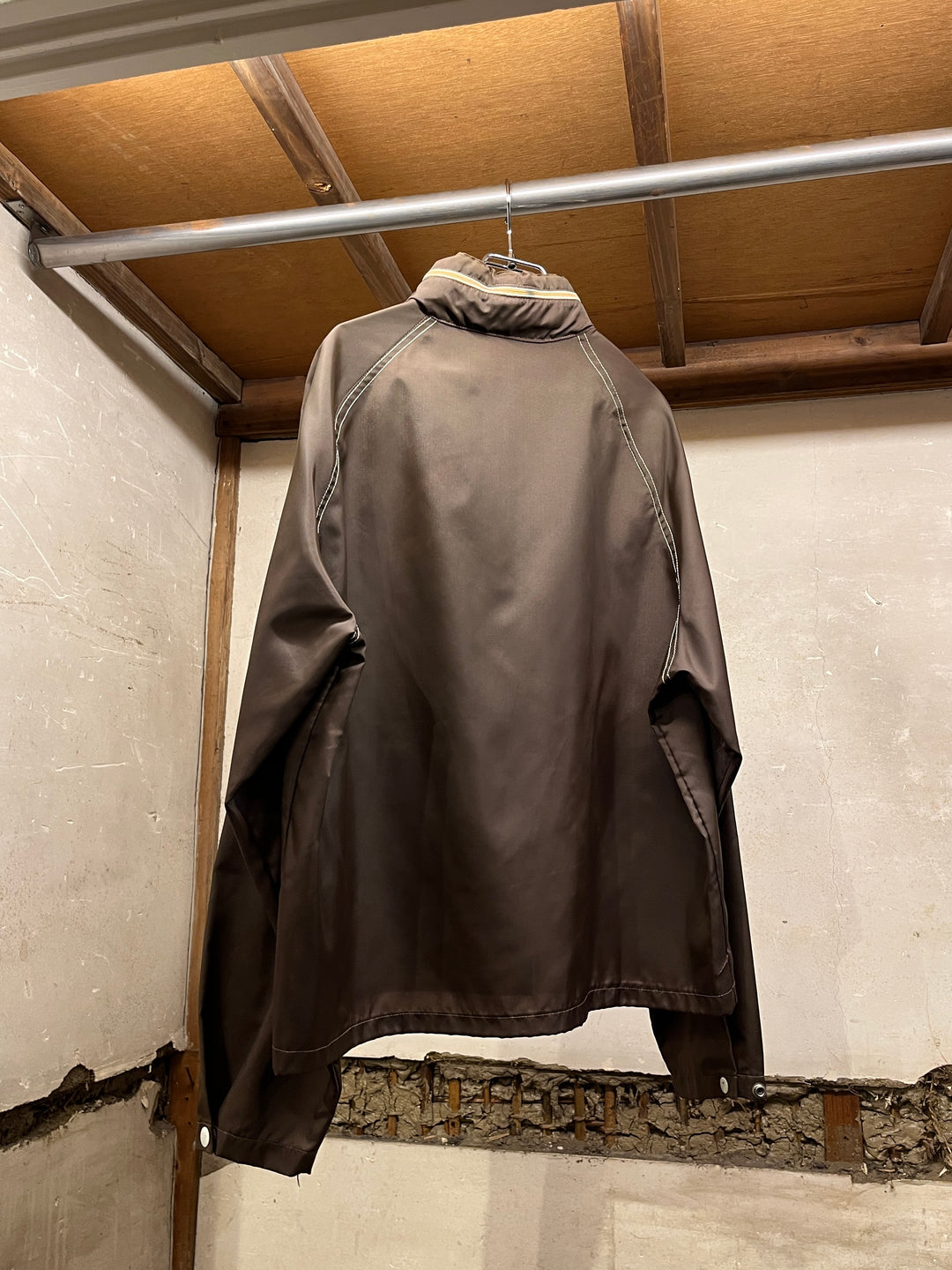 1970s "CAMPUS" brown × white stitch nylon jacket