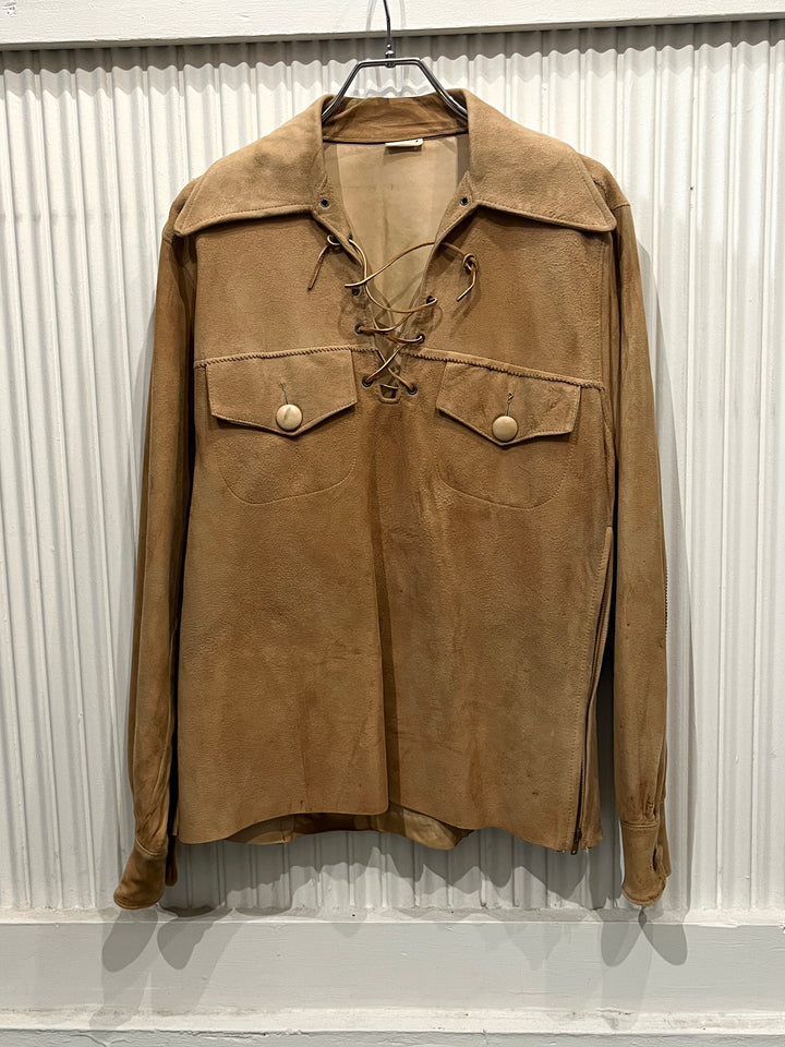 1970s suede leather laceup pullover