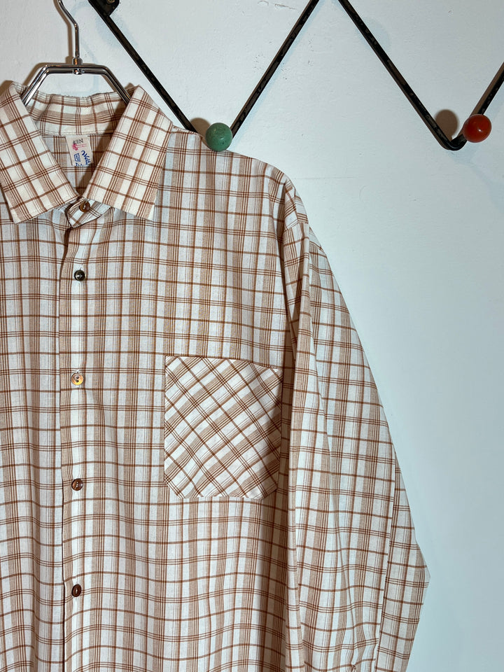 1960s orange brown checkered shirt