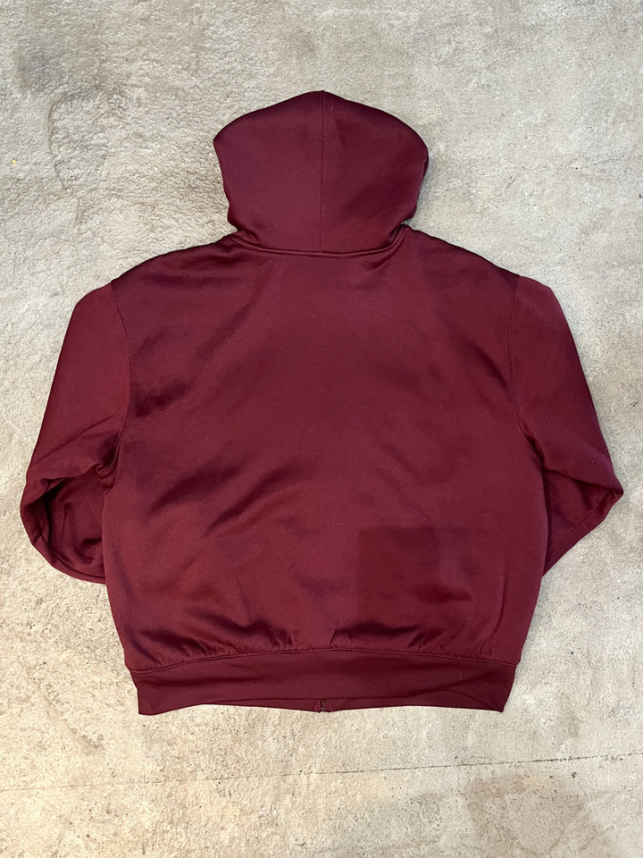 1990-00s burgundy double-face zip sweat hoodie