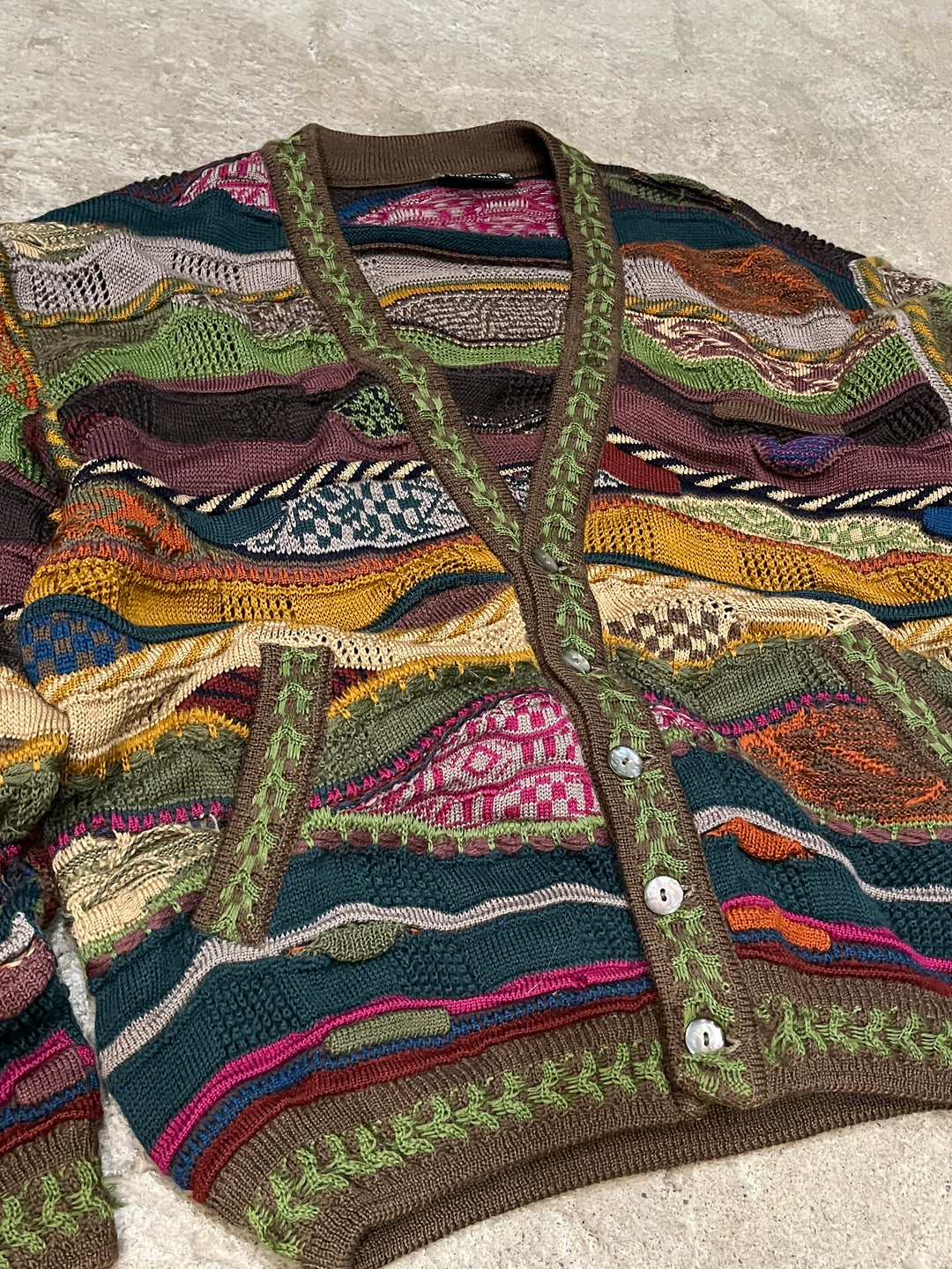 1990s "COOGI" abstract 3D knit cardigan