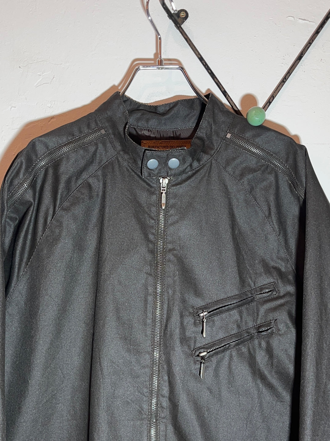 1990s "GUESS" rubber coating black riders jacket