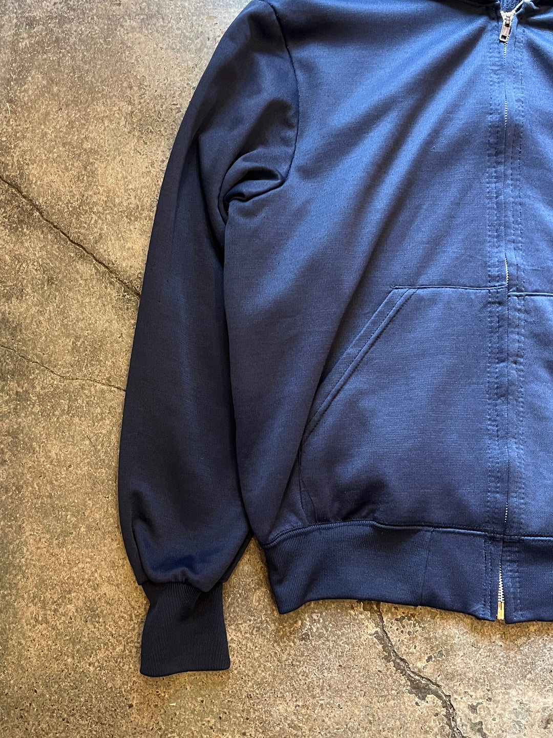 1980-90s navy double face zip sweat hoodie