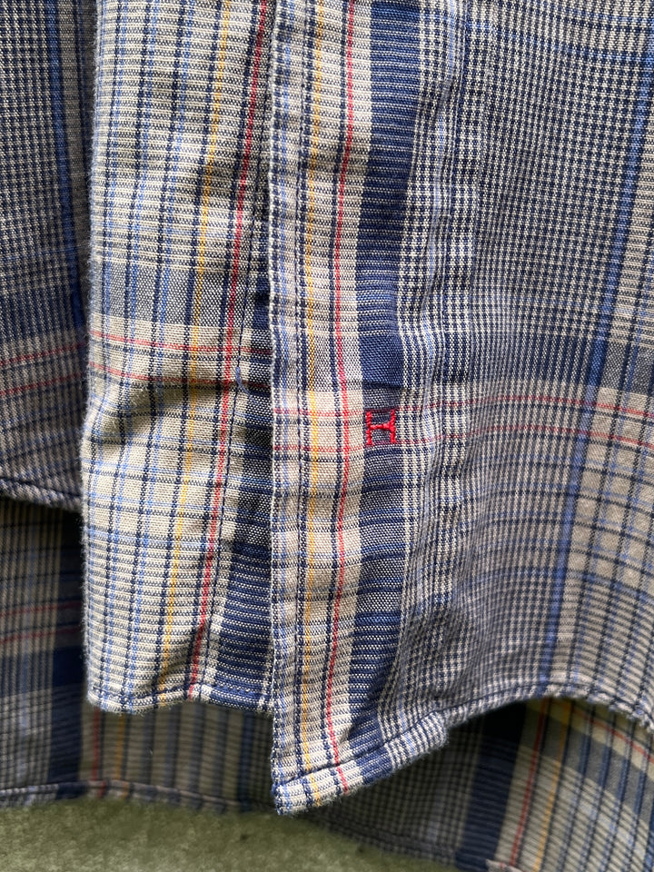 1980-90s gren checkered s/s B.D shirt