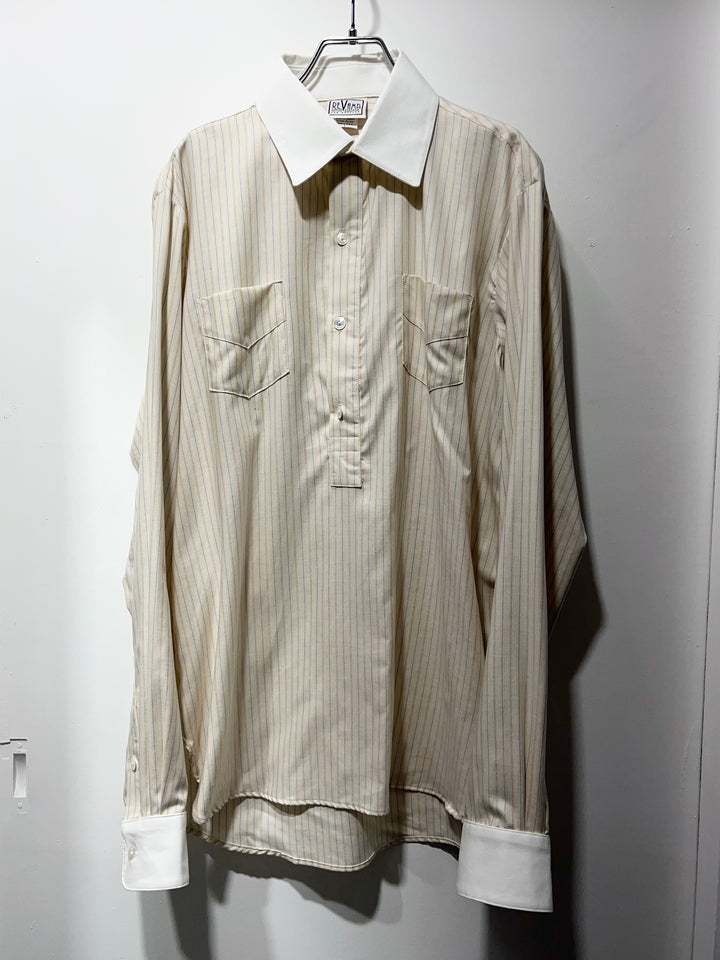 1990-00s USA made striped white collar pullover shirt