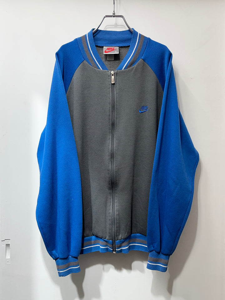 1990s "NIKE" cobalt blue × gray sweat track jacket