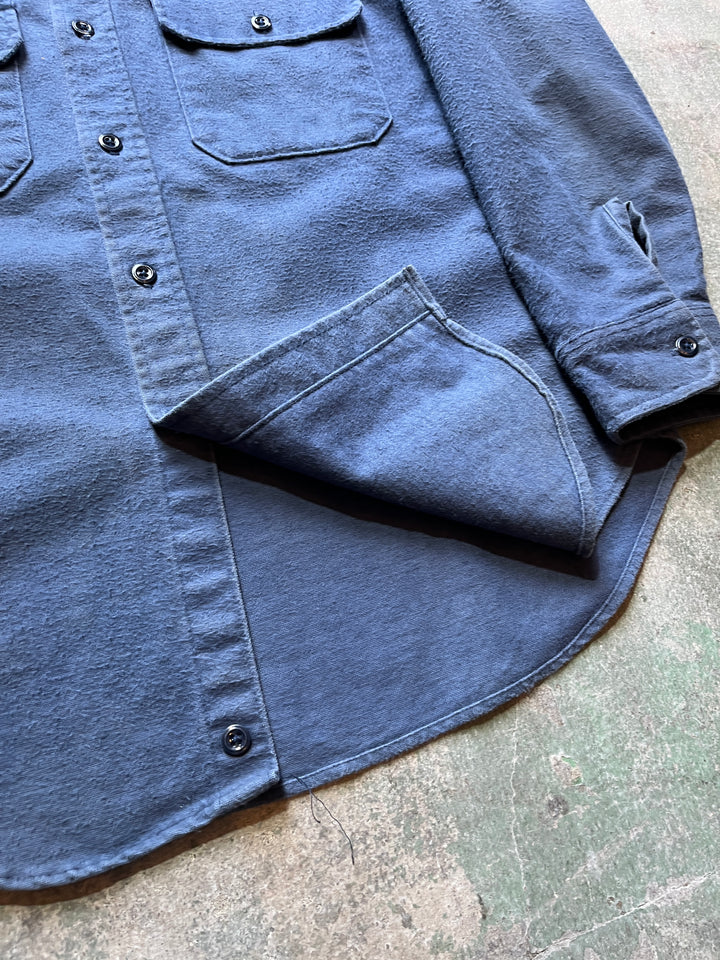 1980s USA made "Wool rich" fade blue chamois cloth shirt