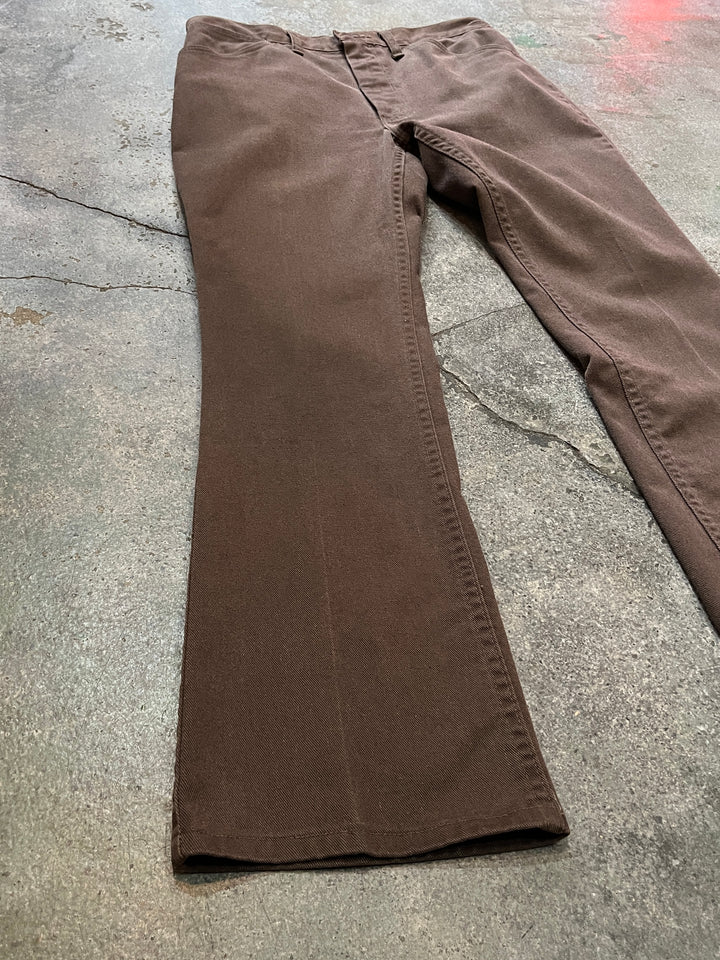 1970s USA made "Wrangler" chocolate brown bootcut pants 34×32