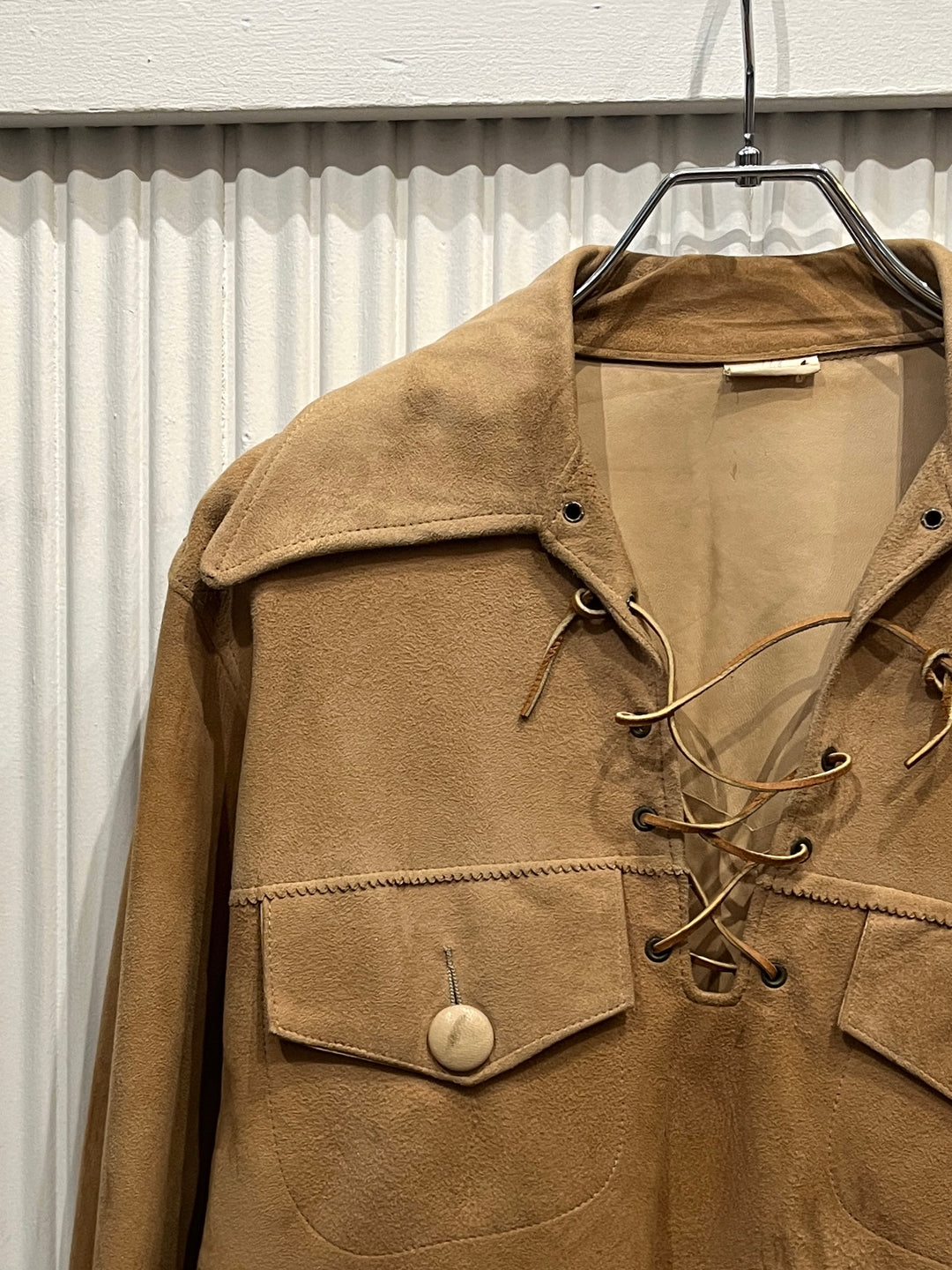 1970s suede leather laceup pullover
