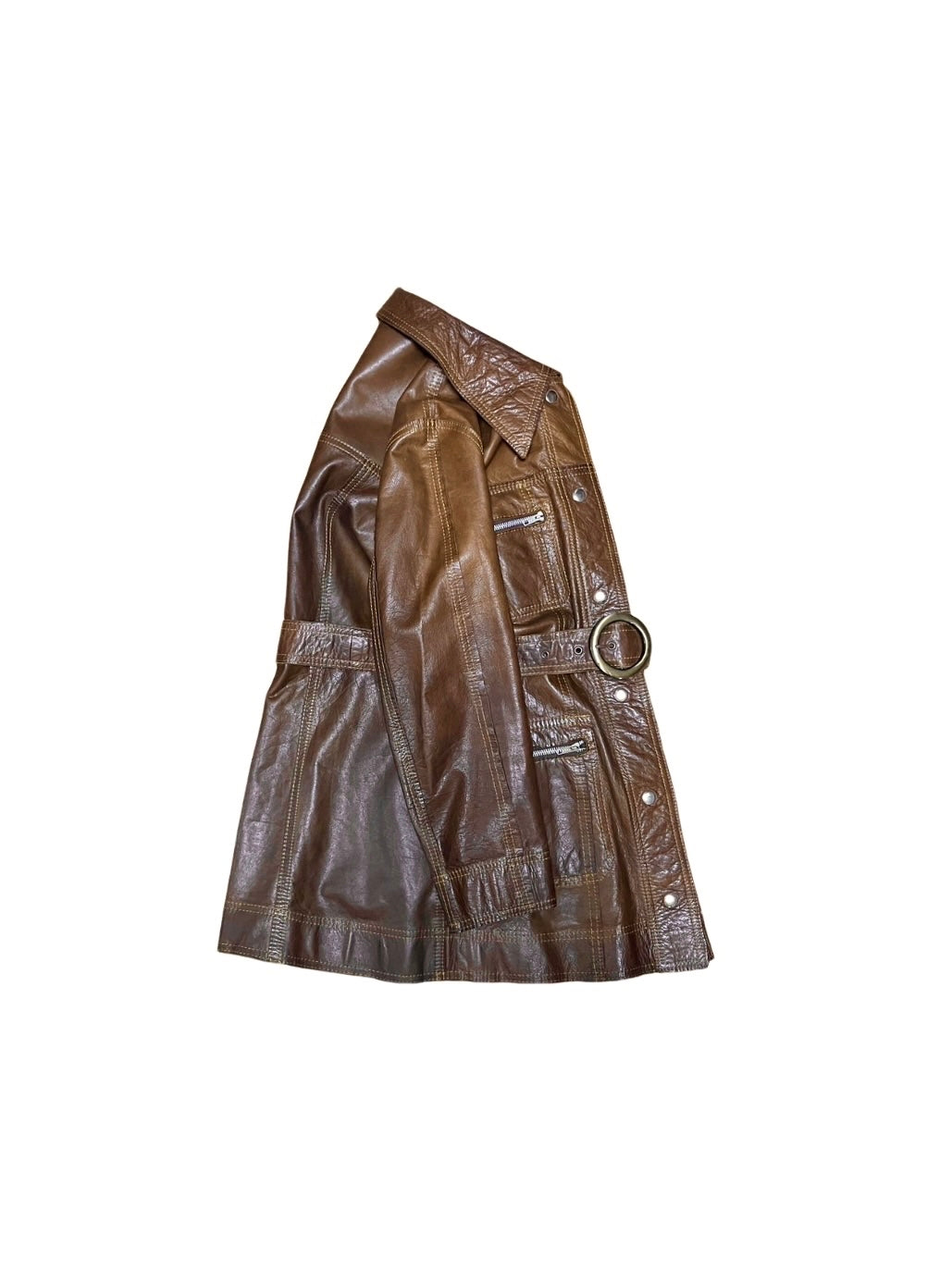 middle length reversible leather jacket