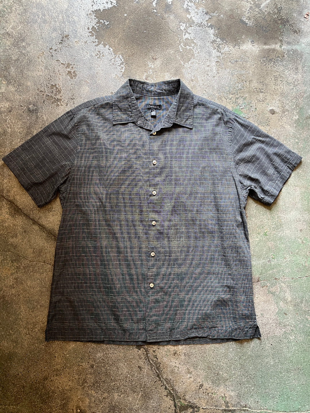 2000s "VAN HEUSEN" crosshatch s/s shirt